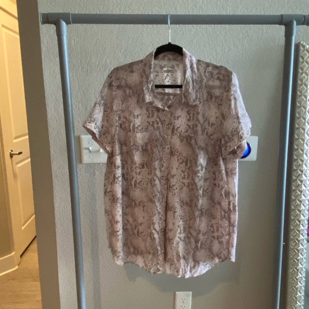 Loft snake print button down shirt